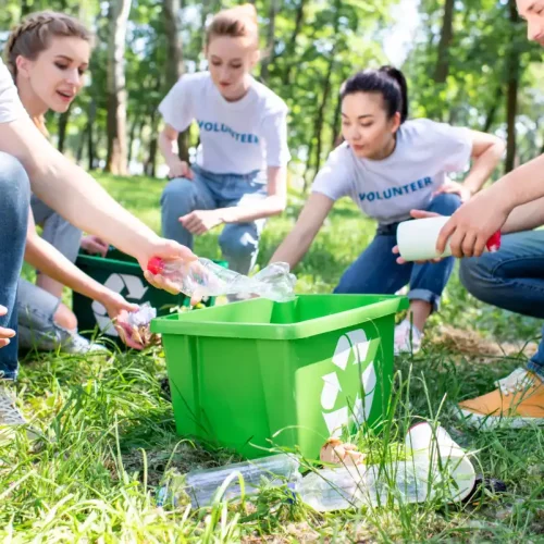 young-volunteers-with-recycling-box-cleaning-lawn